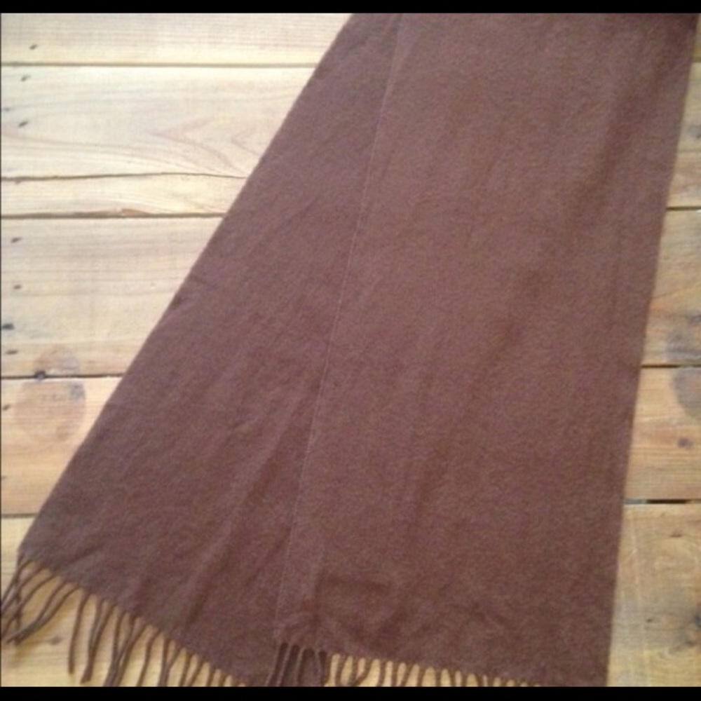 100% Lambswool Brown LESLIE Scarf Fringe